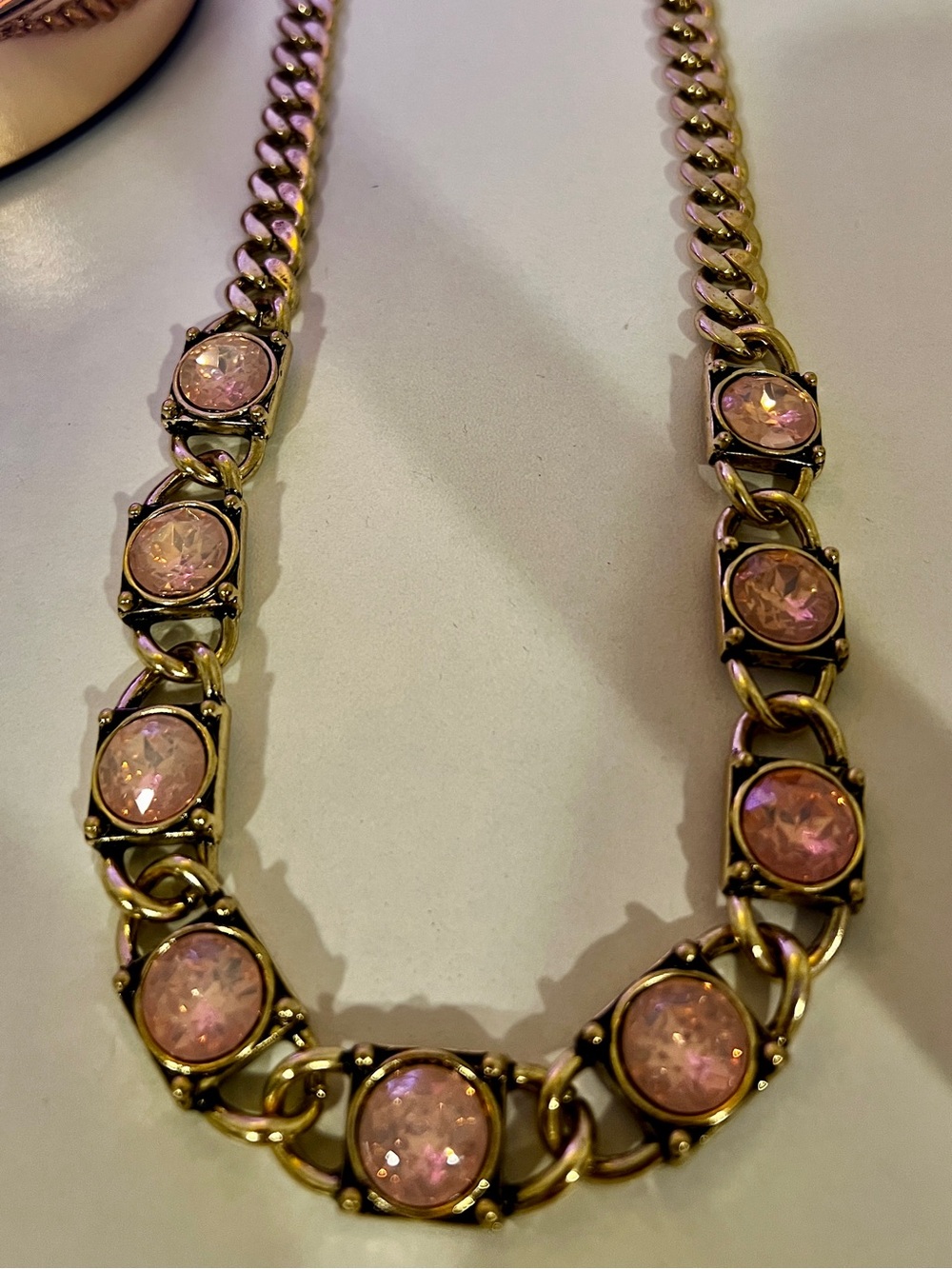 ATG Alice in Dallas Pink Opal Cuban Link Necklace